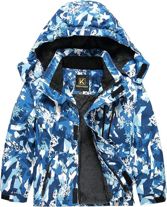 Keevoom Boys Winter Coat Ski Jacket Windproof Kids Snowboard Warm Fleece Snow Coat Waterproof Outdoor Hooded Ski Coats