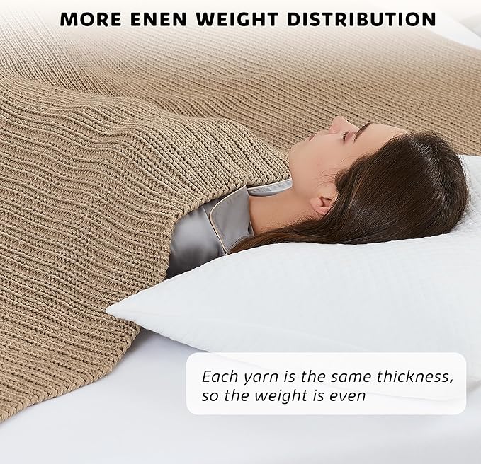 L'AGRATY Knitted Weighted Blanket - 50"x60" 10lbs Cooling Chunky Knit Heavy Blanket for Adults Braided Crochet Throw Thick Cable Yarn Knit Decorative No Beads Evenly Weighted Machine Washable