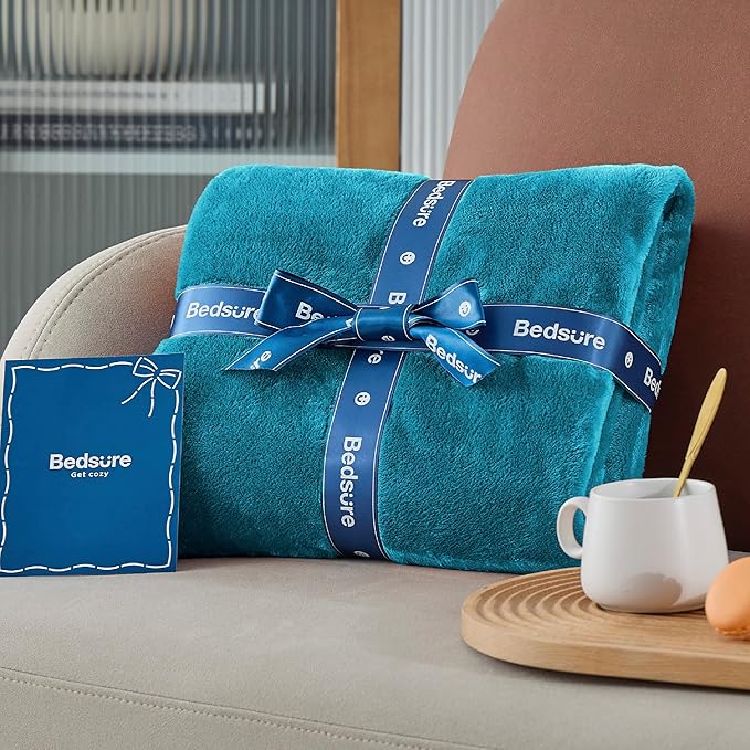 Bedsure Fleece Blanket Twin Size Teal - 300GSM Lightweight Plush Fuzzy Cozy Soft Warm Blanket for Bed, Sofa, Couch, Travel, Camping, 60x80 inches