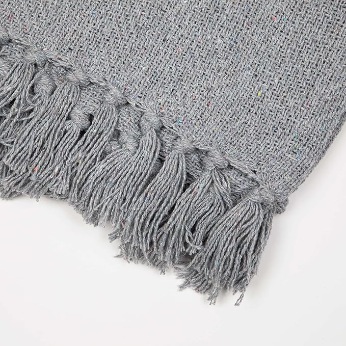 Arkwright Common Ground Bulk Blankets - Pack of 12 - Reversible 100% Cotton All Season Lightweight Couch Bed Throws for Wedding Guests, Travel, and Outdoor Events, 50 x 70 in, Grey