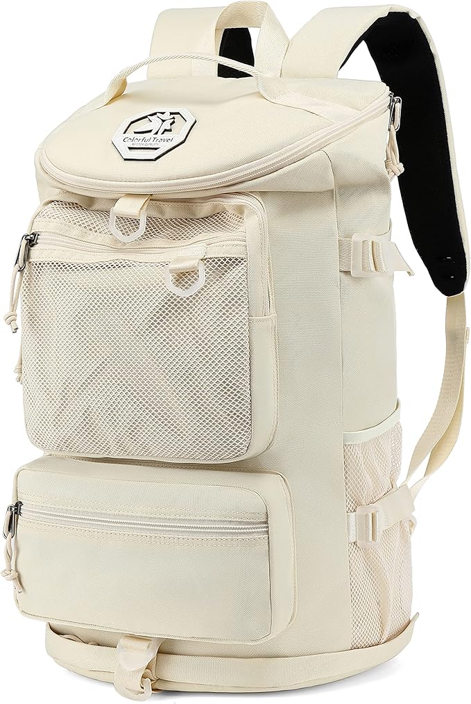 Kalesi Gym Duffle Bag Backpack 4-Way Waterproof with Shoes Compartment for travel Sport Hiking laptop (Sea salt white)