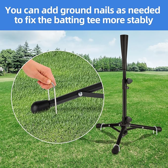 Baseball Tee For Kids, Easy Adjustable Batting Tee From 20.85 to 31.30 Inches. Foldable and Stable Baseball Tees for Hitting with Portable Bag. Softball Tee for Children Aged 3-10 Baseball Training.