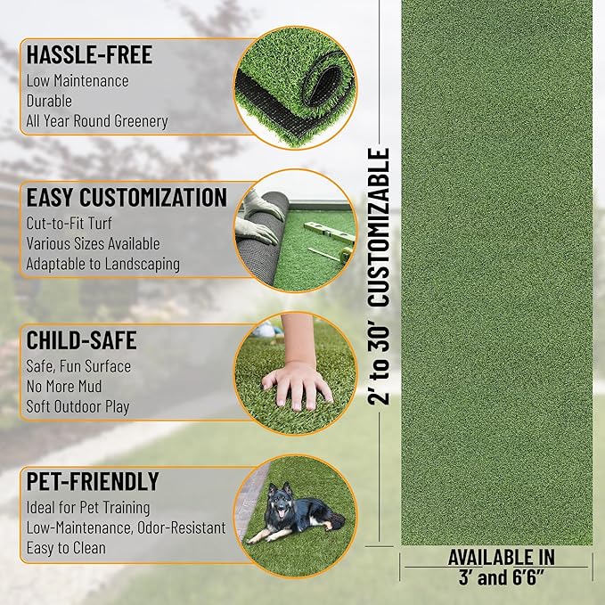 Ottomanson Artificial Turf Golf Hitting Mat 3' x 12' Indoor/Outdoor Waterproof Synthetic Fake Grass for Putting Practice Baseball Football Sports Gym Backyard, Custom Size 2' up to 30'