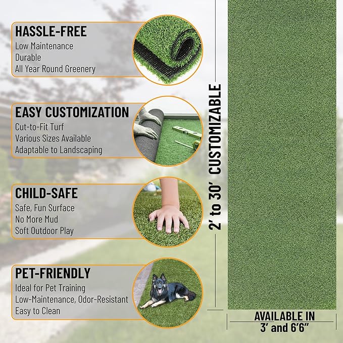 Ottomanson Artificial Turf Golf Hitting Mat 3' x 18' Indoor/Outdoor Waterproof Synthetic Fake Grass for Putting Practice Baseball Football Sports Gym Backyard, Custom Size 2' up to 30'