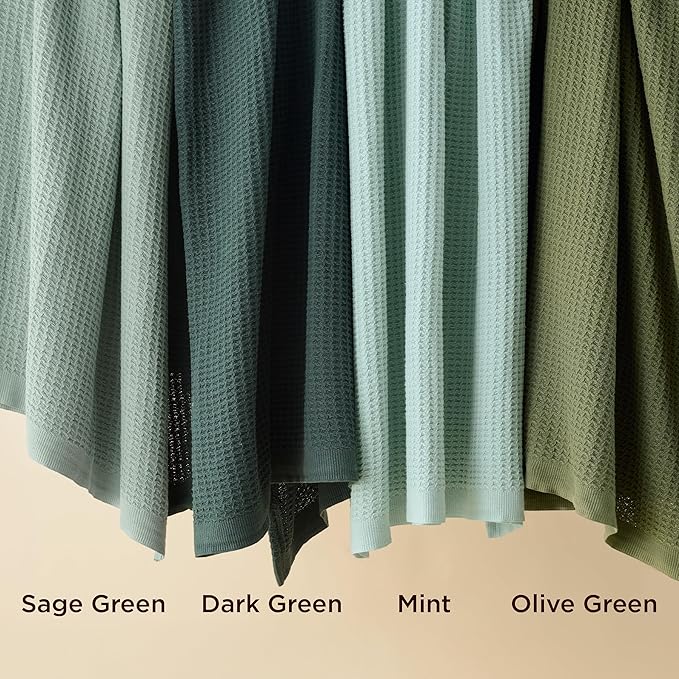 Bedsure 100% Cotton Blanket King Size for Bed - Breathable and Soft, Waffle Weave Blanket for Summer, Thick Cozy Fall Blankets for Women Gift, Sage Green, 104x90 inches