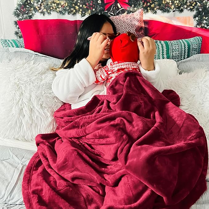 Bedsure Fleece Blanket Twin Size Red - 300GSM Lightweight Plush Fuzzy Cozy Soft Warm Blanket for Bed, Sofa, Couch, Travel, Camping, 60x80 inches
