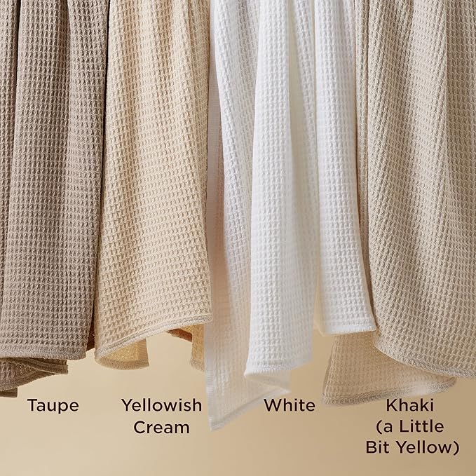 Bedsure 100% Cotton Blanket King Size for Bed - Breathable and Soft, Waffle Weave Blanket for Summer, Thick Cozy Fall Blankets for Women Gift, Khaki (a Little Bit Yellow), 104x90 inches