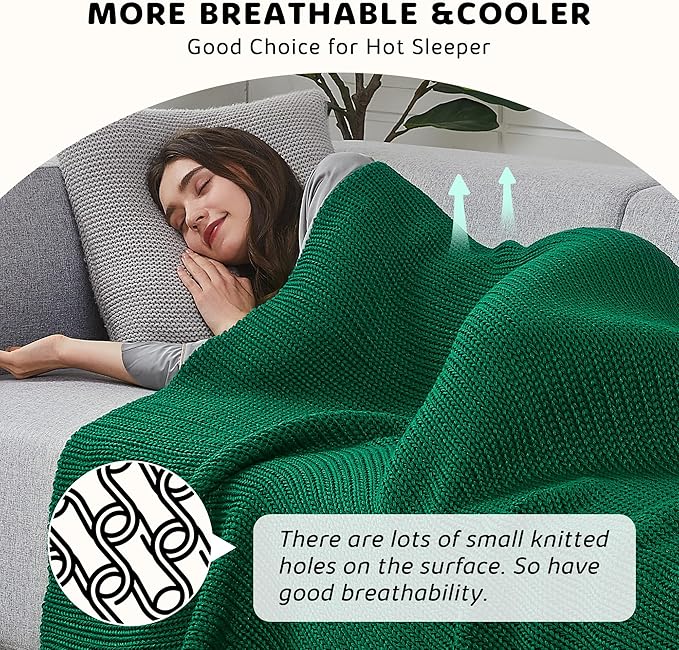 L'AGRATY Knitted Weighted Blanket - 60"x80" 20lbs Cooling Chunky Knit Heavy Blanket for Adults Braided Crochet Throw Thick Cable Yarn Knit Decorative No Beads Evenly Weighted Machine Washable