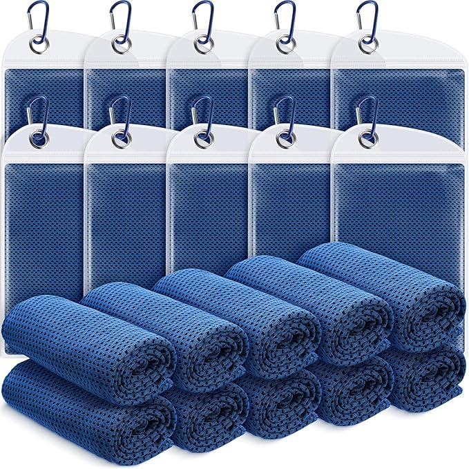 20 Pcs Cooling Towel 40 x 12 Ice Towel for Neck and Face Microfiber Chilly with Bag Breathable Yoga Gym Stay Cool Towels Sweat Rag for Workout Running Camping Pilates Beach Accessories (Royal Blue)
