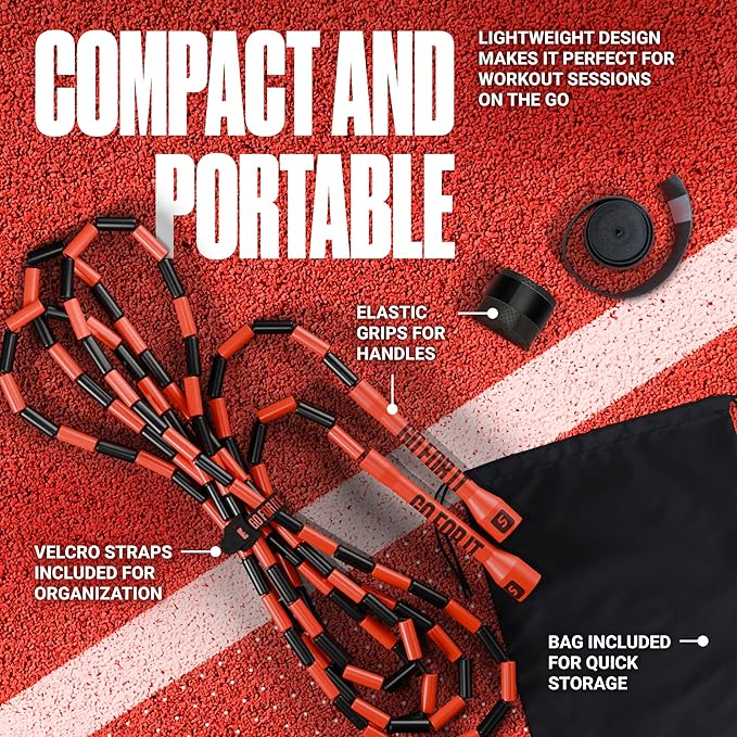 Sportbit Elite Beaded Jump Rope - Adjustable Speed Rope for Fitness, CrossFit, Boxing - Tangle-Free, Lightweight