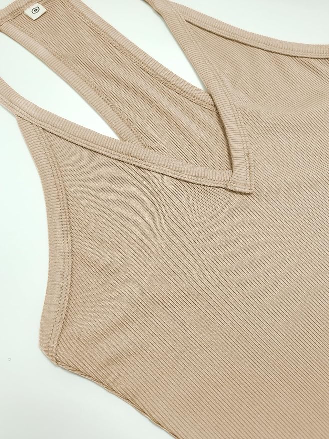 iGENJUN Workout Tops for Women Racerback Basic Tank Summer 2025 Camisole V Neck Slim Fit Ribbed Sleeveless