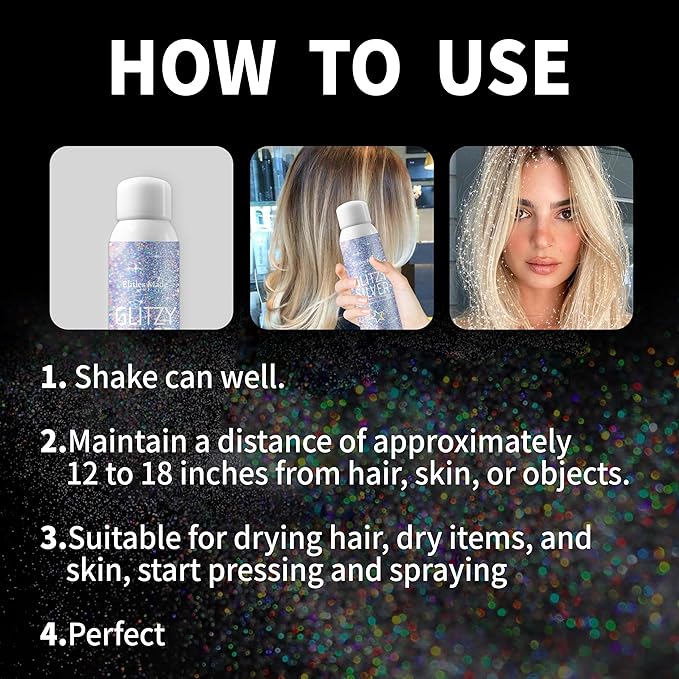 Hair Glitter Body Glitter Spray, 150ML Glitter Hairapray Holographic Silver Glitter Spray for Hair and Boday, Hair Glitter for Kids Women, Body Shimmer Festival Makeup 4.2 Fl Oz