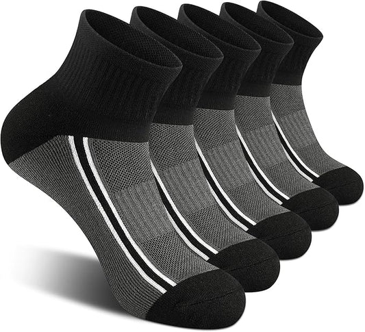 Gonii men ankle socks for men athletic running Cushion Quarter Socks 5 Pairs