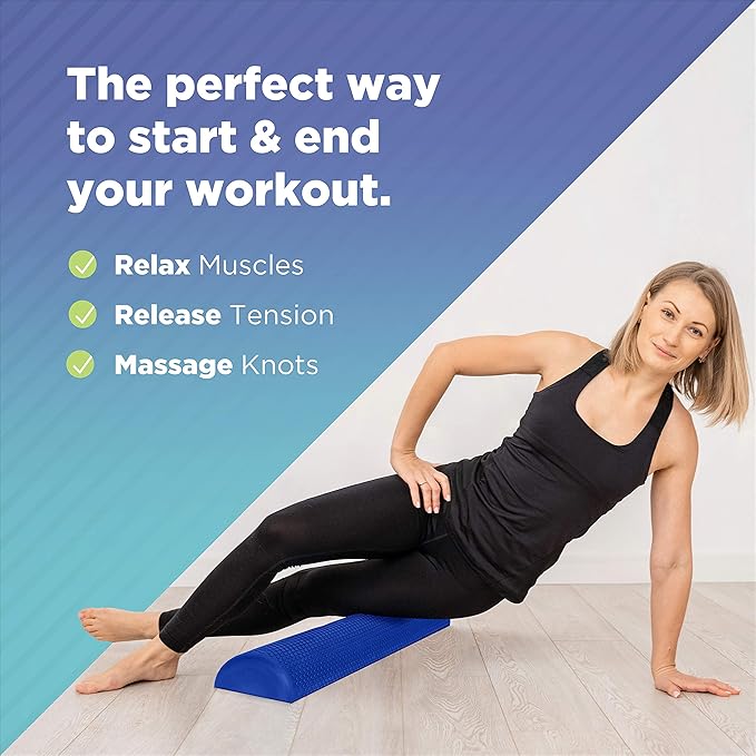 Bean Products High-Density EVA Foam Rollers | Deep Tissue Massager | Myofascial Release Textured Bumps | 18” Half Roller | Made in The USA