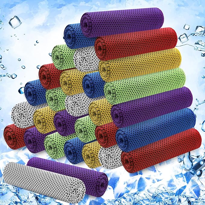 Hosuly 30 Pack Cooling Towels, 40"x12" Ice Breathable Soft Chilly Sweat Rag Microfiber Workout Rags for Gym Cooling Towels for Neck and Face for Yoga Golf Sport Running