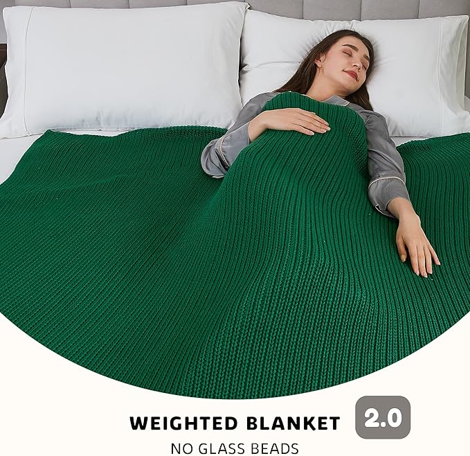 L'AGRATY Knitted Weighted Blanket - 48"x72" 15lbs Cooling Chunky Knit Heavy Blanket for Adults Braided Crochet Throw Thick Cable Yarn Knit Decorative No Beads Evenly Weighted Machine Washable