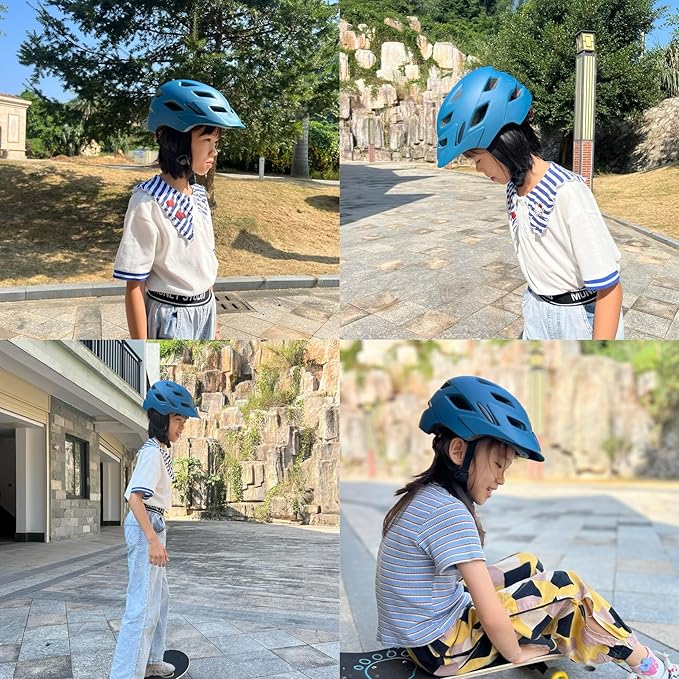 Kids Bike Helmet,Bavilk Kids Boys Girls Bike Helmets with LED Light Detachable Visor Children Youth Teen Multi-Sport for Skating Cycling Scooter Skateboard Adjustable & Lightweight 19.7"-22.4"