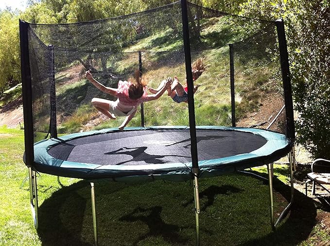 Happy Trampoline Round Trampolines 14 FT, 15 FT, 16 FT - ASTM Approved - Outdoor Gymnastic Trampolines for Adults and Kids with Net Enclosure