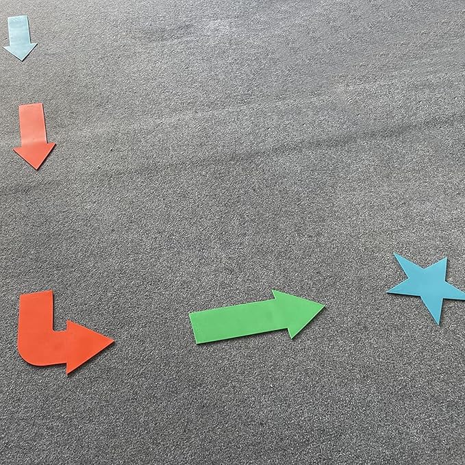 12pcs Colorful Star Arrow Spot Marker Non-Slip Directional Carpet Marker for Training Agility, Kids Classroom Activity, Gym, Sport, Home (Arrow)