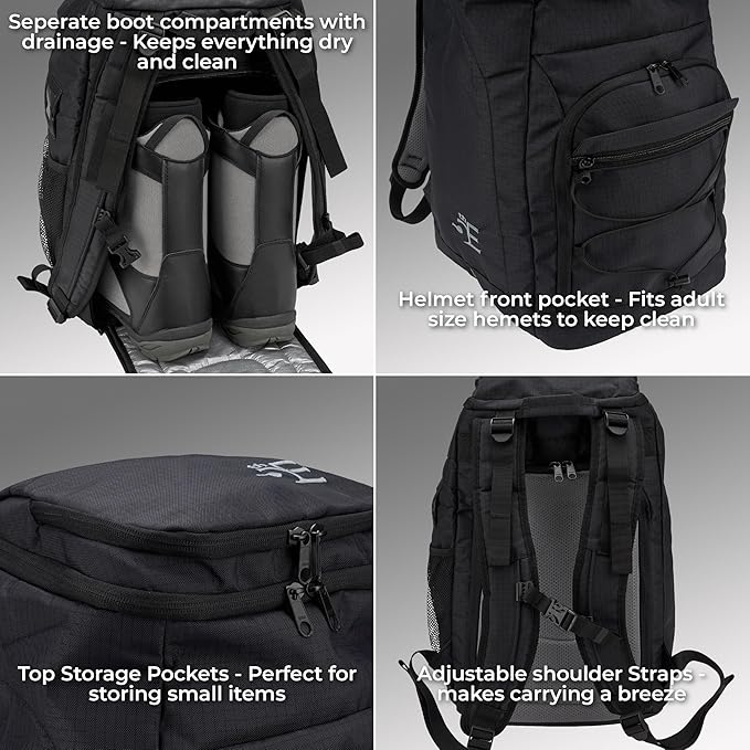 5th Element 60L Boot Bag Backpack for Ski, Snowboard, Skates, Travel & Accessories