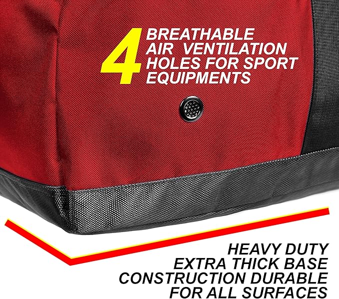 Fitdom 132L 36" Heavy Duty Extra Large Sports Gym Equipment Travel Duffel Bag W/Adjustable Shoulder & Compression Straps. Perfect for Soccer Baseball Basketball Hockey Football Team Coaches & More