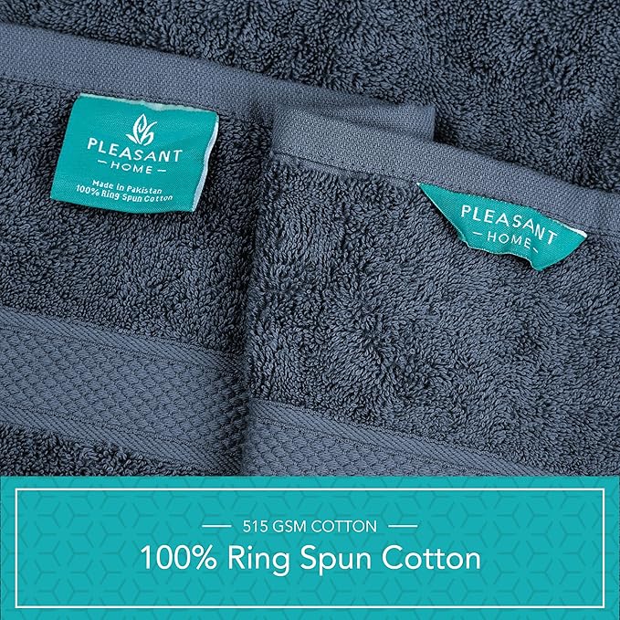 Pleasant Home Bath Towels Set of 6 (24” x 50”) 100% Cotton, 515 GSM | Lightweight, Soft & Absorbent Luxury Towels for Bathroom | for Gym, Pool & Spa | 6 Pack, Navy