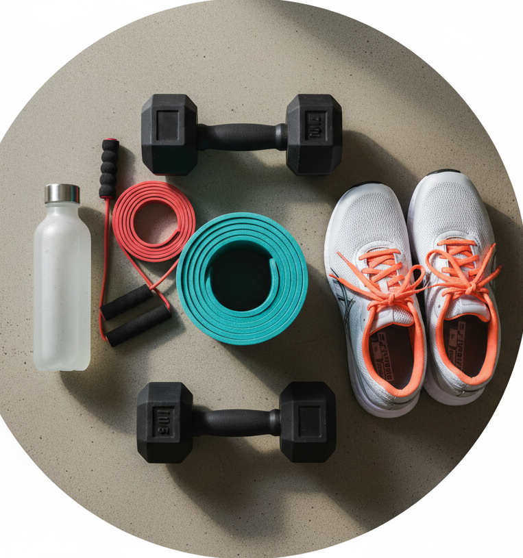 circle photo of fitness gear, make a real photo
